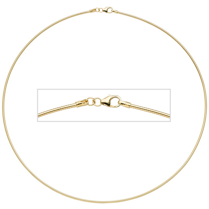 JOBO Halsreif 925 Sterling Silber gold vergoldet 1,5 mm 45 cm Kette Halskette