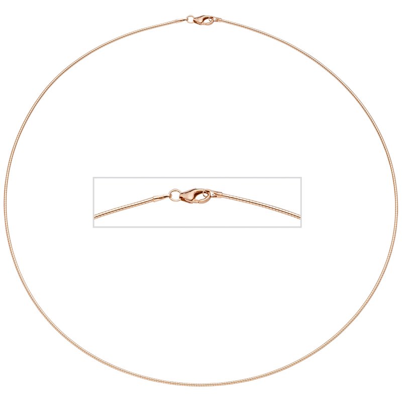 JOBO Halsreif 925 Sterling Silber rotgold vergoldet 1,1 mm 42 cm Kette Halskette