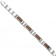 JOBO Herren Armband aus Edelstahl mit braunen Carbon Einlagen 21 cm