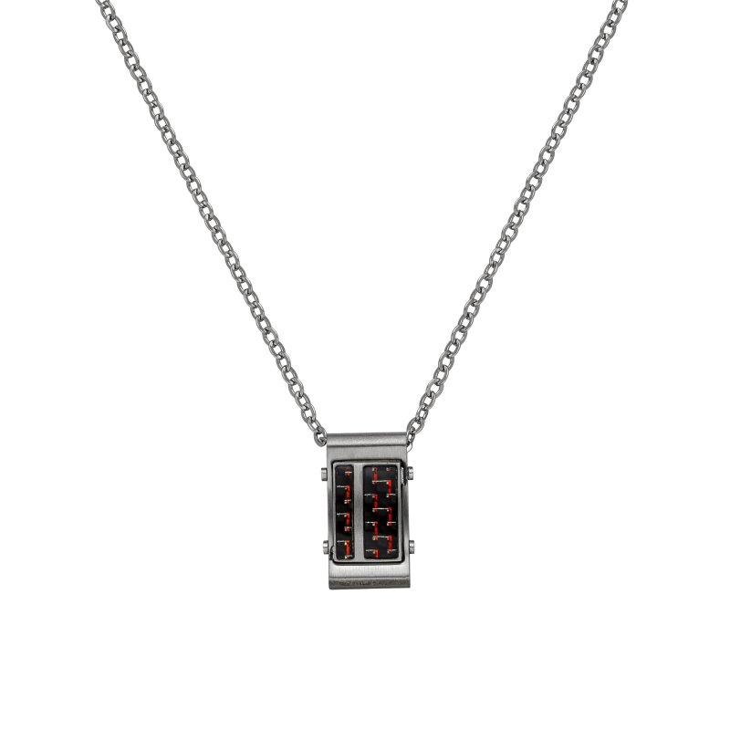 JOBO Herren Collier Edelstahl matt mit Carbon 55 cm Karabiner