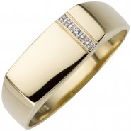 JOBO Herren Ring 0,005ct 585 Gold Gelbgold 1 Diamant Brillant Herrenring