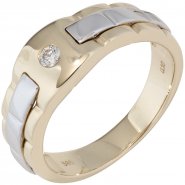 JOBO Herren Ring 585 Gold Gelbgold Wei�gold bicolor 1 Diamant Brillant Herrenring