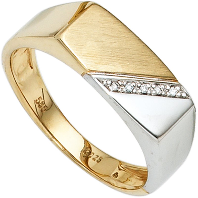 JOBO Herren Ring 585 Gold Gelbgold Wei�gold bicolor 5 Diamanten Herrenring