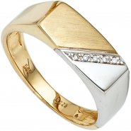 JOBO Herren Ring 585 Gold Gelbgold Wei�gold bicolor 5 Diamanten Herrenring