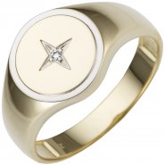 JOBO Herren Ring 585 Gold Gelbgold bicolor 1 Diamant Brillant Herrenring