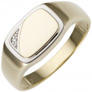JOBO Herren Ring 585 Gold Gelbgold bicolor 1 Diamant Brillant Herrenring