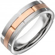 JOBO Herren Ring Edelstahl mattiert in Bicolor-Optik