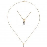 JOBO Kette mit Anh�nger 585 Gold Gelbgold bicolor 1 Diamant Brillant 43 cm Halskette