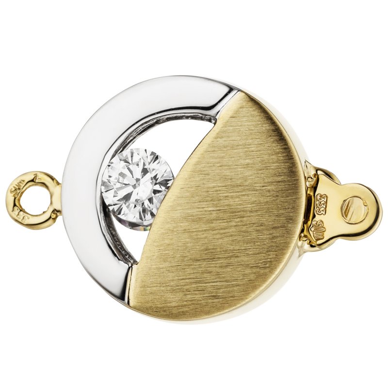 JOBO Kettenschlie�e Schlie�e 333 Gold Gelbgold bicolor mattiert 2 Zirkonia