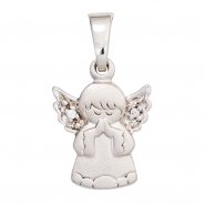 JOBO Kinder Anh�nger Engel Schutzengel 925 Silber mattiert 2 Zirkonia Kinderanh�nger