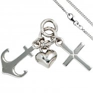 JOBO Kinder Anh�nger Glaube Liebe Hoffnung 925 Silber Kinderanh�nger mit Kette 42 cm