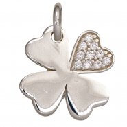 JOBO Kinder Anh�nger Kleeblatt 925 Silber mit 10 Zirkonia Gl�cksbringer