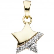 JOBO Kinder Anh�nger Stern 375 Gold Gelbgold 9 Zirkonia Kinderanh�nger Sternanh�nger