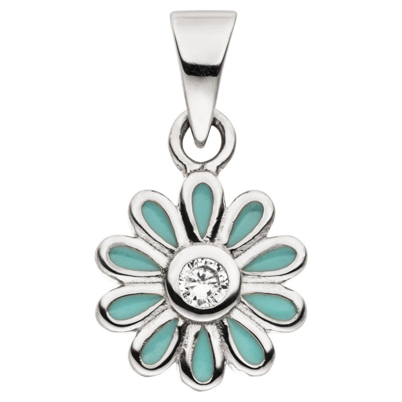 JOBO Kinder Anh�nger Blume hellblau 925 Sterling Silber 1 Zirkonia
