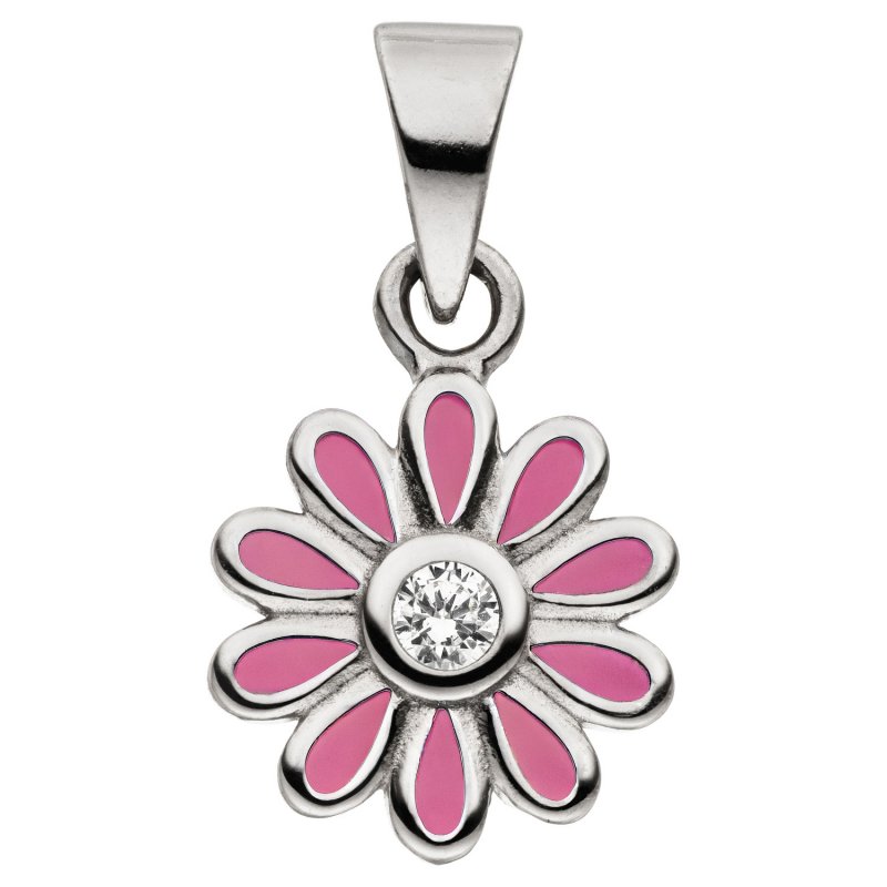 JOBO Kinder Anh�nger Blume rosa 925 Sterling Silber 1 Zirkonia