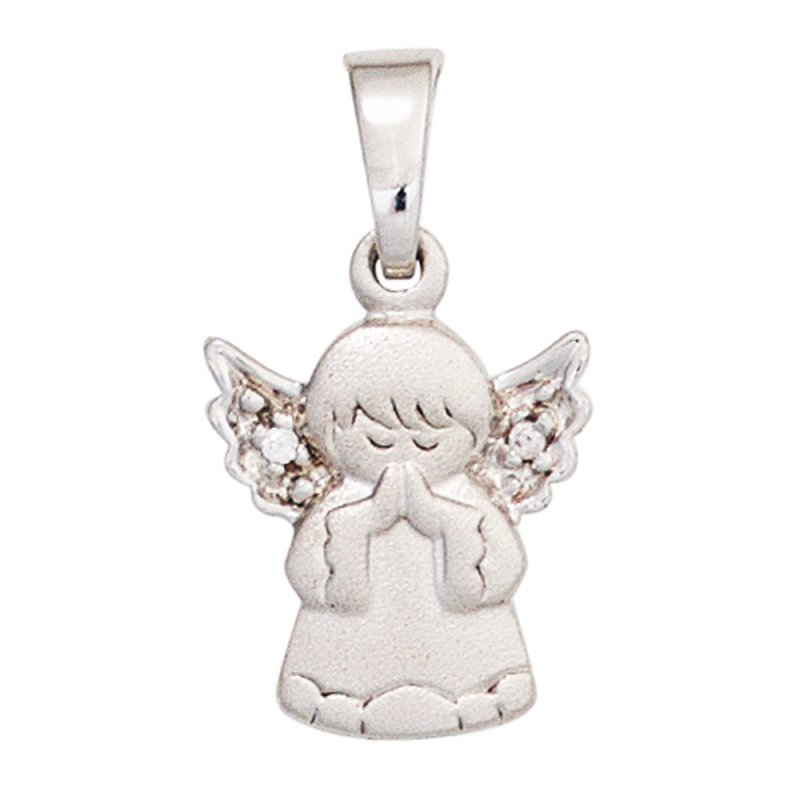 JOBO Kinder Anh�nger Engel Schutzengel 925 Silber mattiert 2 Zirkonia Kinderanh�nger