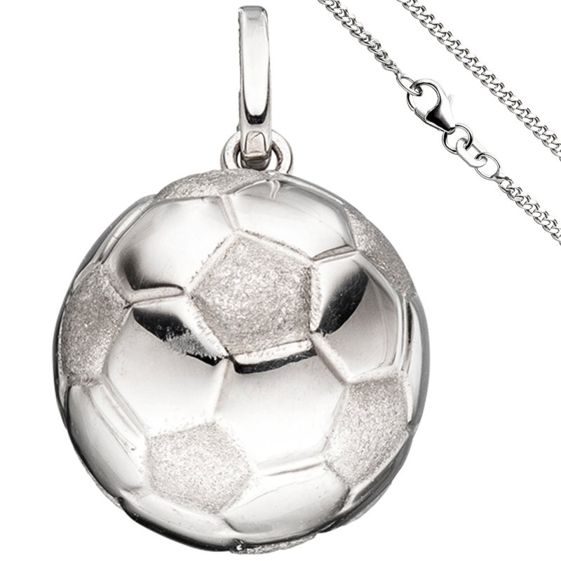 JOBO Kinder Anh�nger Fu�ball 925 Silber Fu�ballanh�nger mit Kette 42 cm