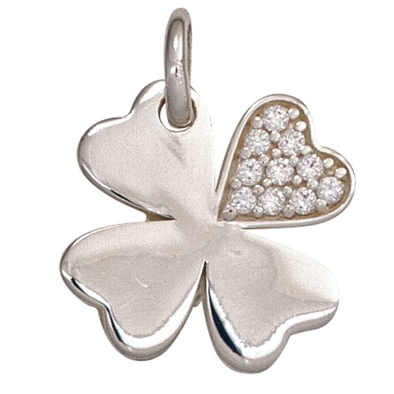 JOBO Kinder Anh�nger Kleeblatt 925 Silber mit 10 Zirkonia Gl�cksbringer