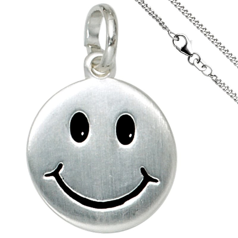 JOBO Kinder Anh�nger L�chelndes Gesicht 925 Silber Kinderanh�nger mit Kette 38 cm