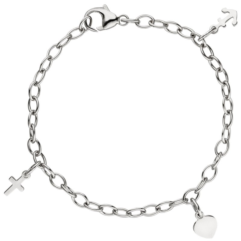 JOBO Kinder Armband Glaube Liebe Hoffnung 925 Sterling Silber 16 cm