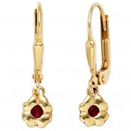 JOBO Kinder Boutons Blume 333 Gold Gelbgold 2 Rubine rot Ohrringe Ohrh�nger