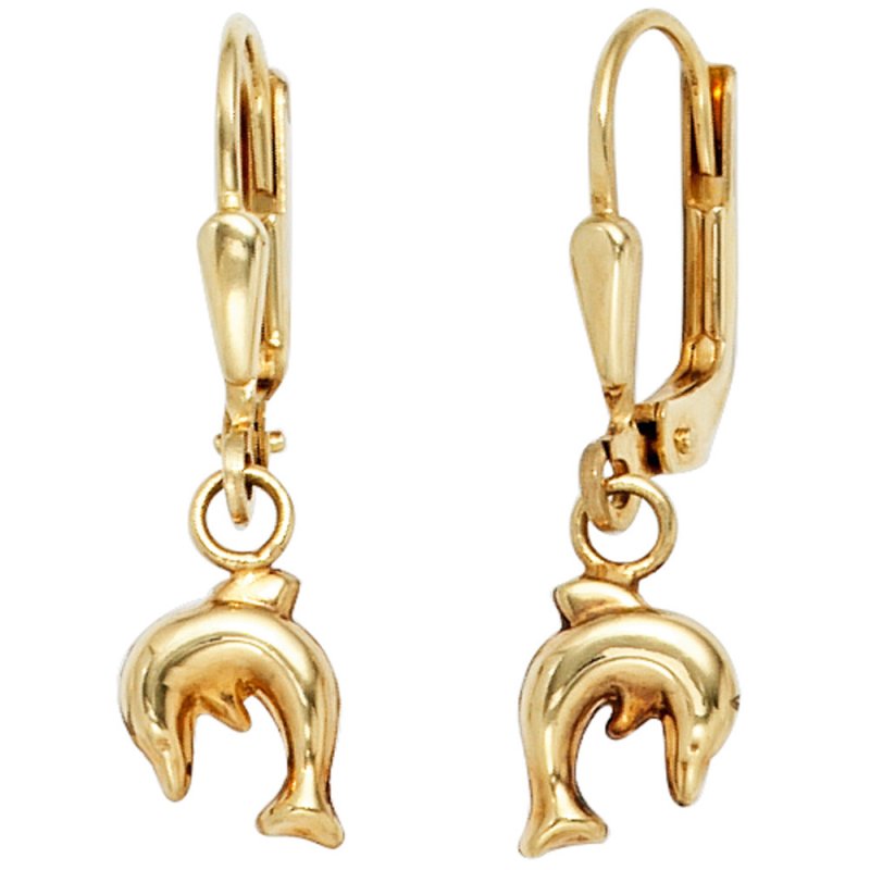 JOBO Kinder Boutons Delfin 333 Gold Gelbgold Ohrringe Ohrh�nger Kinderohrringe