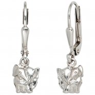 JOBO Kinder Boutons Elefant 925 Silber teil matt Ohrringe Ohrh�nger Kinderohrringe