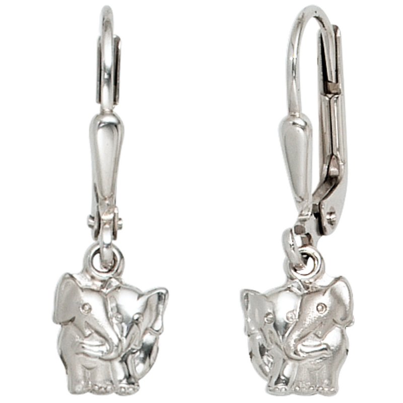 JOBO Kinder Boutons Elefant 925 Silber teil matt Ohrringe Ohrh�nger Kinderohrringe