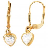 JOBO Kinder Boutons Herz Herzen 333 Gold Gelbgold 2 Zirkonia Ohrringe Ohrh�nger