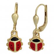 JOBO Kinder Boutons Marienk�fer 333 Gold Gelbgold Ohrringe Ohrh�nger Kinderohrringe