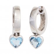 JOBO Kinder Creolen Herz 925 Sterling Silber 2 Zirkonia blau Ohrringe Kinderohrringe