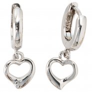 JOBO Kinder Creolen Herz 925 Sterling Silber rhodiniert Ohrringe Kinderohrringe
