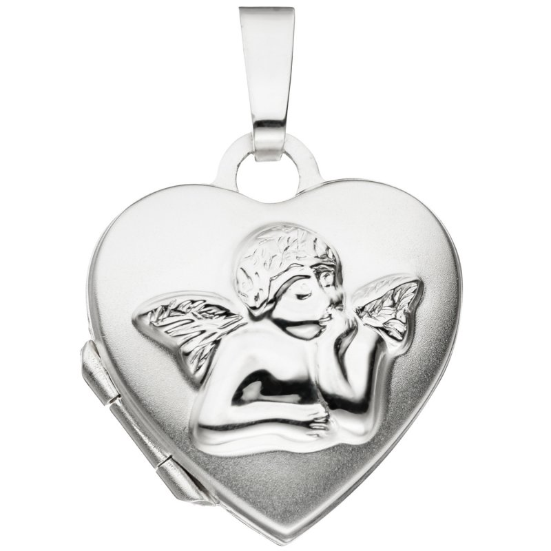 JOBO Kinder Medaillon Herz Engel Schutzengel f�r 2 Fotos 925 Silber Kindermedaillon