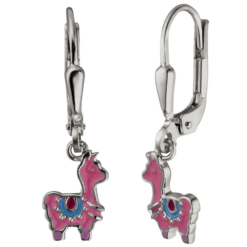 JOBO Kinder Ohrh�nger Lama pink 925 Sterling Silber Ohrringe Kinderohrringe