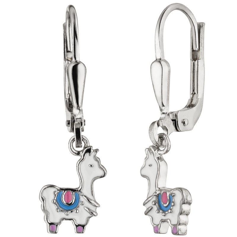 JOBO Kinder Ohrh�nger Lama wei� 925 Sterling Silber Ohrringe Kinderohrringe