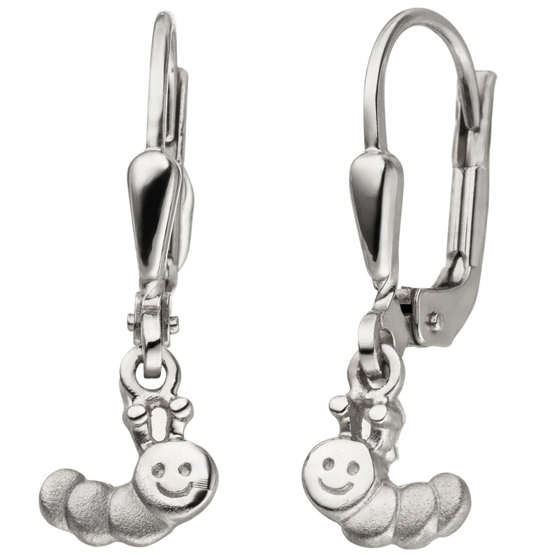 JOBO Kinder Ohrh�nger Raupe 925 Sterling Silber mattiert Ohrringe Kinderohrringe