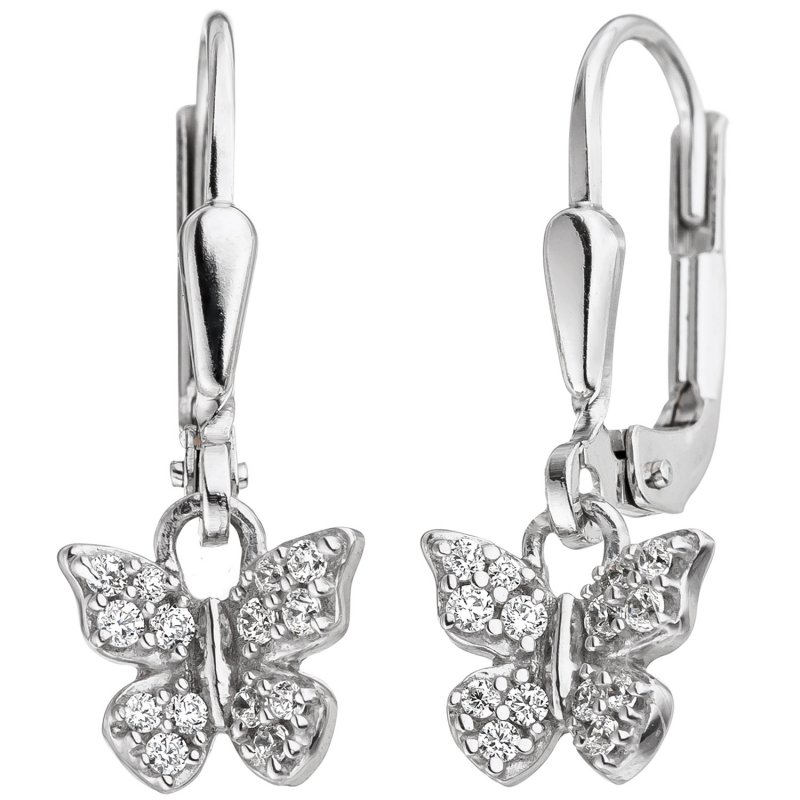 JOBO Kinder Ohrh�nger Schmetterling 925 Silber 28 Zirkonia Ohrringe Kinderohrringe