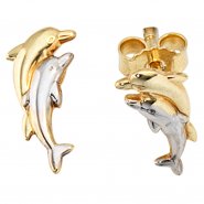 JOBO Kinder Ohrstecker Delfine 333 Gold Gelbgold bicolor Ohrringe Kinderohrringe