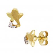 JOBO Kinder Ohrstecker Engel Schutzengel 333 Gold mattiert 6 Zirkonia Ohrringe