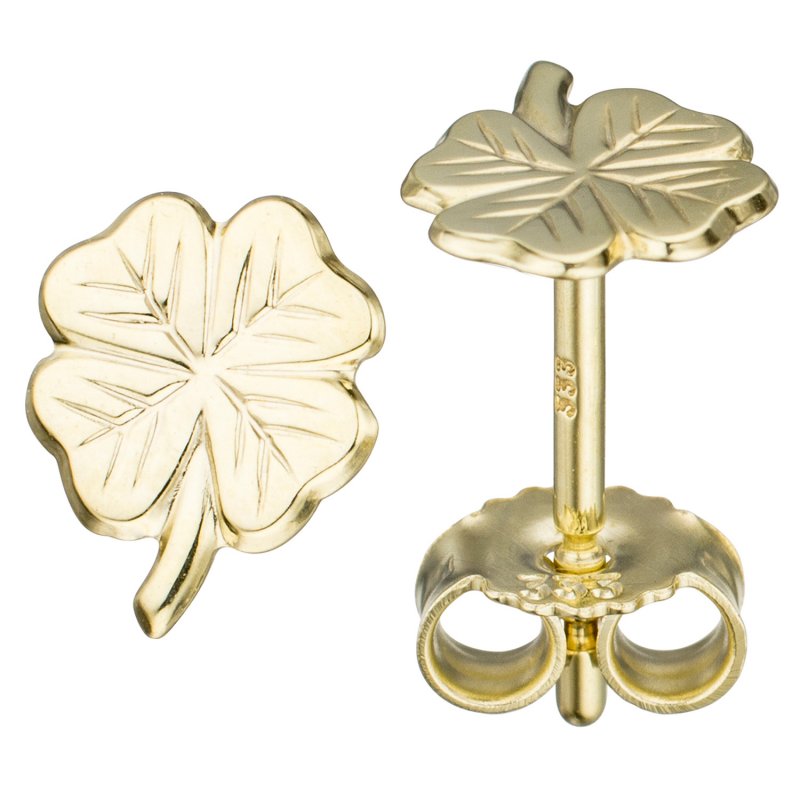 JOBO Kinder Ohrstecker Kleeblatt 333 Gold Gelbgold Ohrringe Kinderohrringe