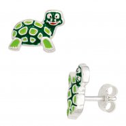JOBO Kinder Ohrstecker Schildkr�te gr�n 925 Sterling Silber Ohrringe Kinderohrringe
