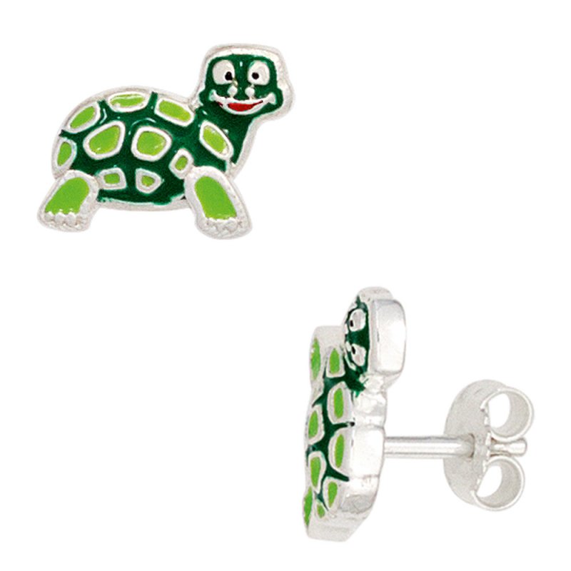 JOBO Kinder Ohrstecker Schildkr�te gr�n 925 Sterling Silber Ohrringe Kinderohrringe