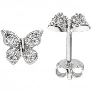 JOBO Kinder Ohrstecker Schmetterling 925 Silber mit 28 Zirkonia Kinderohrringe