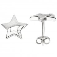 JOBO Kinder Ohrstecker Stern Sterne 925 Sterling Silber mattiert 4 Zirkonia Ohrringe