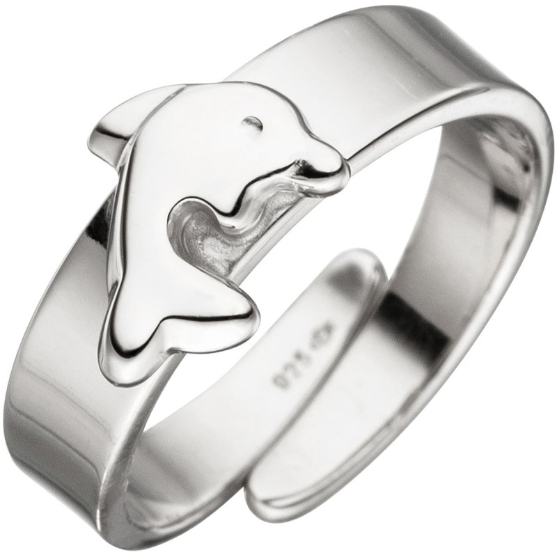 JOBO Kinder Ring Delfin 925 Sterling Silber Silberring Kinderring verstellbar