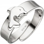 JOBO Kinder Ring Delfin 925 Sterling Silber Silberring Kinderring verstellbar