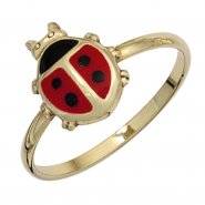 JOBO Kinder Ring Marienk�fer 333 Gold Gelbgold Lackeinlage rot schwarz Kinderring