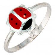 JOBO Kinder Ring Marienk�fer 925 Sterling Silber Lackeinlage rot schwarz Kinderring