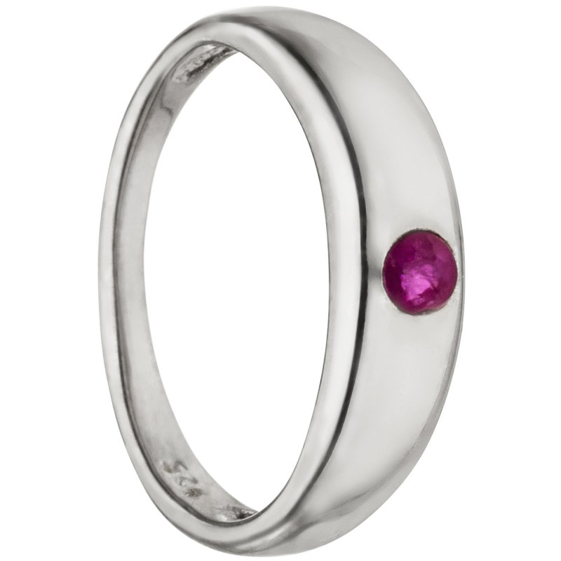 JOBO Kinder Taufring 925 Sterling Silber rhodiniert 1 Rubin rot Taufanh�nger