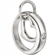 JOBO Kinder Taufring mit Herz 925 Sterling Silber 1 Zirkonia Taufanh�nger